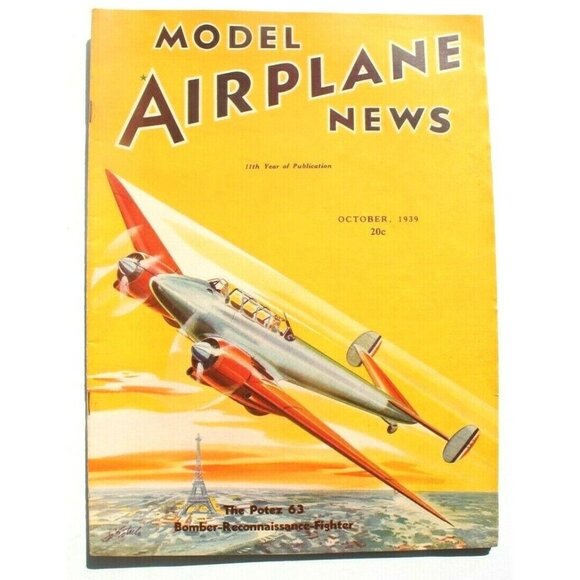 Vtg October 1939 Model Airplane News Magazine - The Potez 63 Bomber Fighter - Picture 1 of 3